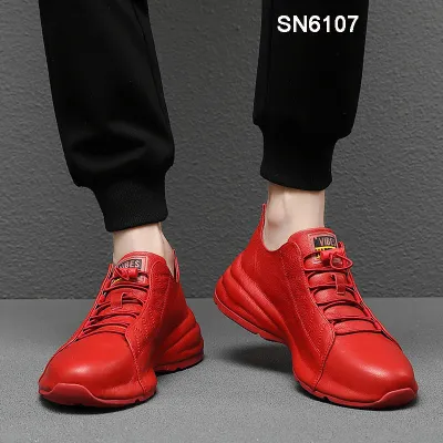 Genuine Leather Breathable Bottom plate Sneakers